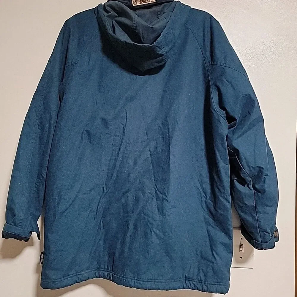Vintage Pacific Trail Mens Sz L Navy Fleece Lined Hidden Hood Jacket Coat - Picture 4 of 7